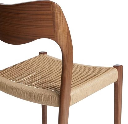 Meubles de salle de séjour Chaise à manger à cordon tissée à la main en couleur noyer avec cadre en bois massif