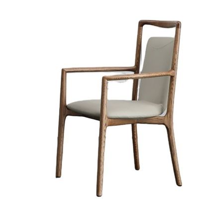 Accueil Meubles Général Design italien Moderne en bois massif en cuir PU Salle à manger Chaise de restaurant avec accoudoir