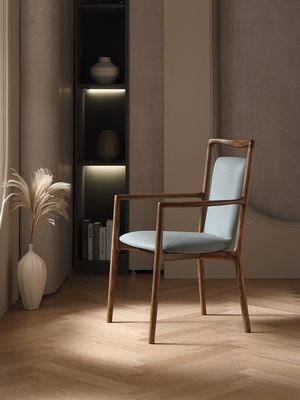 Accueil Meubles Général Design italien Moderne en bois massif en cuir PU Salle à manger Chaise de restaurant avec accoudoir