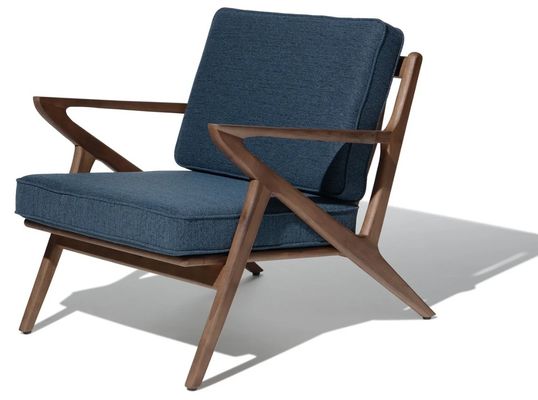 Chaise de salon moderne en tissu Chaise de canapé en bois Lounge de loisirs Chaise en bois massif W59*D59*H57CM