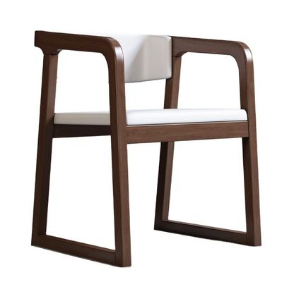 Meubles de salle à manger design moderne en bois massif coton et lin / chaise en cuir en PU avec accoudoir et coussin pour restaurant