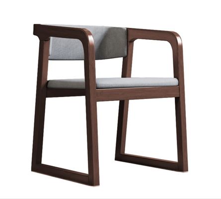 Meubles de salle à manger design moderne en bois massif coton et lin / chaise en cuir en PU avec accoudoir et coussin pour restaurant