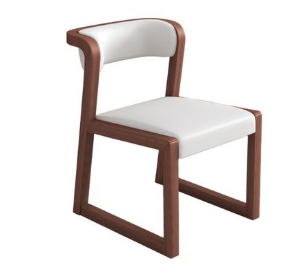 Chaise en cuir/coton en PU en bois et en lin W56*D51*H71CM pour salle à manger Restaurant de style nordique moderne sans pliage