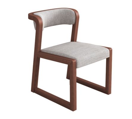 Chaise en cuir/coton en PU en bois et en lin W56*D51*H71CM pour salle à manger Restaurant de style nordique moderne sans pliage