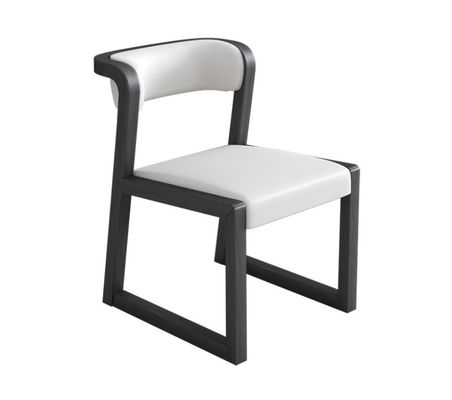 Chaise en cuir/coton en PU en bois et en lin W56*D51*H71CM pour salle à manger Restaurant de style nordique moderne sans pliage