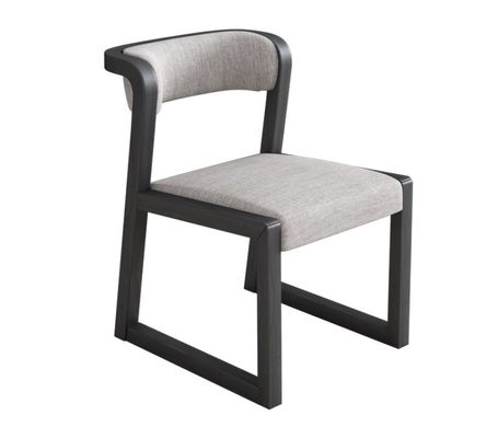 Chaise en cuir/coton en PU en bois et en lin W56*D51*H71CM pour salle à manger Restaurant de style nordique moderne sans pliage