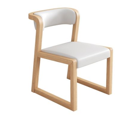 Chaise en cuir/coton en PU en bois et en lin W56*D51*H71CM pour salle à manger Restaurant de style nordique moderne sans pliage