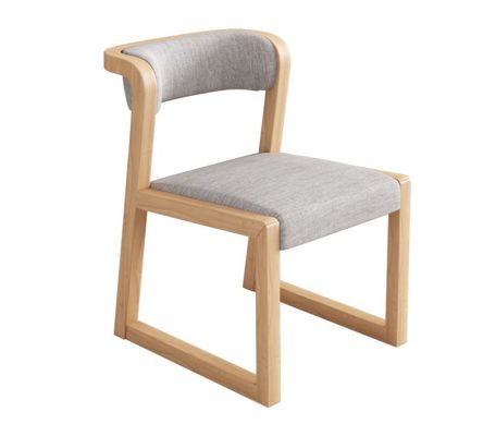 Chaise en cuir/coton en PU en bois et en lin W56*D51*H71CM pour salle à manger Restaurant de style nordique moderne sans pliage