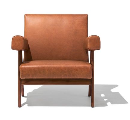 Séjour de loisirs Chaise de canapé en bois massif avec cadre en cuir en PU et en bois de cendres personnalisé