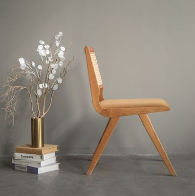 Chaise d'ameublement moderne en bois massif en rotin naturel Chaise à manger pour restaurant hôtel