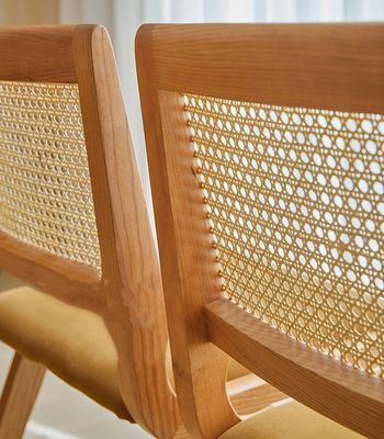 Chaise d'ameublement moderne en bois massif en rotin naturel Chaise à manger pour restaurant hôtel