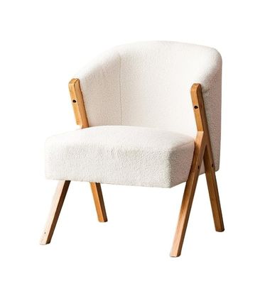 Chaises à manger en laine d'agneau en bois de style nordique moderne W60*D68*H77CM Parfait pour le salon, le salon des ongles et la salle à manger