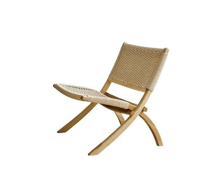 Meubles de salon d'hôtel de style nordique Chaise de loisirs en bois massif avec cordon tissé et design pliable