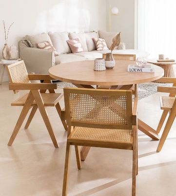 Personnaliser Matériau de couverture en rotin naturel robuste Chaise de salle à manger en bois massif moderne pour restaurant hôtel