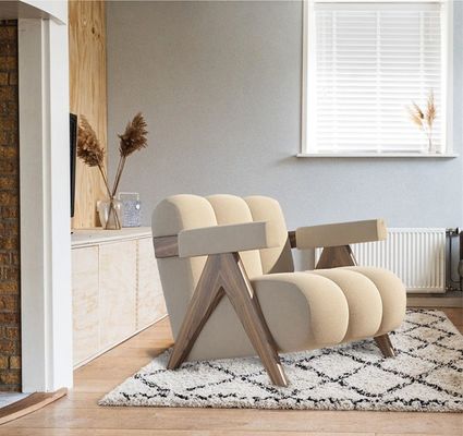 Design moderne et robuste en tissu de bois Salon Salle à manger rembourrée Chaise de dîner Sofa ensemble de meubles