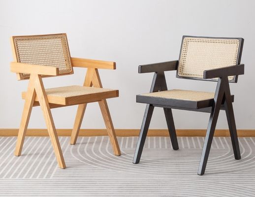 Chaise de salle à manger à bras en bois de roseau pour meubles de salle à manger contemporains