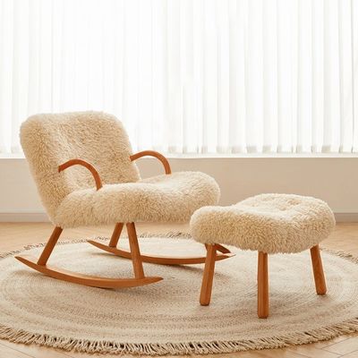 Nordique Design spécial moderne en bois massif en matériau de cadre de cendres en laine d'agneau Tapisseries de loisirs