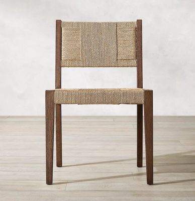 Finition naturelle Nitrolacquer en bois massif tissé en cordon en chêne Chaise à manger pour restaurant ou accoudoir de design japonais moderne