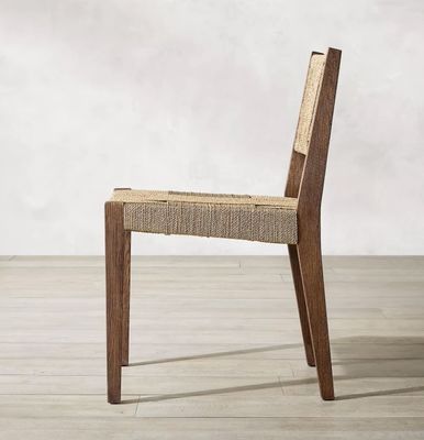Finition naturelle Nitrolacquer en bois massif tissé en cordon en chêne Chaise à manger pour restaurant ou accoudoir de design japonais moderne