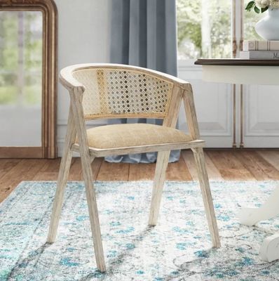 Meubles de salon de style japonais en bois massif en tissu de rotin Chaise à manger simple avec design moderne