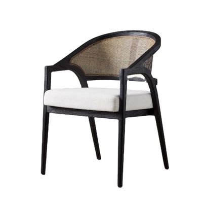 Design nordique simple Moderne en bois massif en tissu de rotin Chaise de salle à manger pour le restaurant Morden