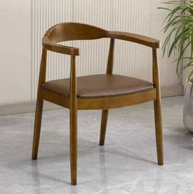 Couleur personnalisée Chaise de salle à manger en bois massif nordique moderne Chaise en cuir en bois de chaume meubles de salon