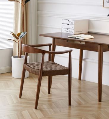 Accueil Meubles de style nord-européen modernes Chaises à manger tissées en cordon avec cadre en bois de caoutchouc