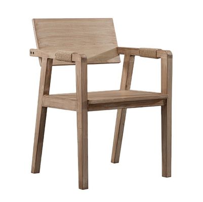 Chaise de restaurant en bois massif moderne de design japonais avec accoudoir et couverture en bois de caoutchouc