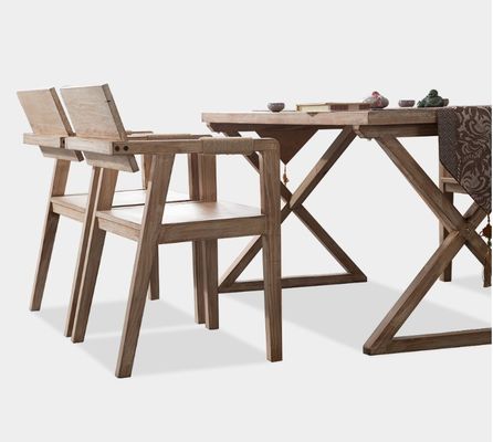 Chaise de restaurant en bois massif moderne de design japonais avec accoudoir et couverture en bois de caoutchouc