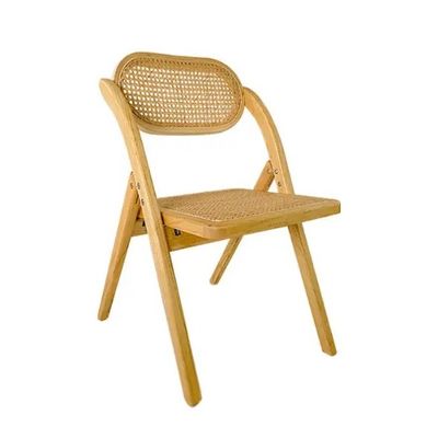 Généraux Meubles de maison Robuste chaise pliante de style français moderne Rattan Dos en bois massif Chaise à manger en bois massif Chaise pliante