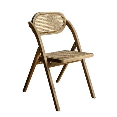Généraux Meubles de maison Robuste chaise pliante de style français moderne Rattan Dos en bois massif Chaise à manger en bois massif Chaise pliante