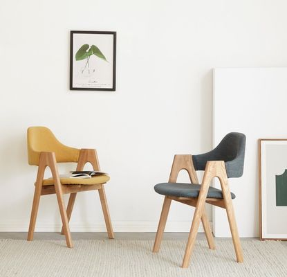 Design moderne cadre en bois meubles de maison nordique cuisine chaise de salle à manger rembourrée tissu pour hôtel restaurant