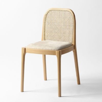 Chaise à manger en laine d'agneau / velours en rotin W47*D50*H78CM Luxe bois moderne pour les meubles de salon