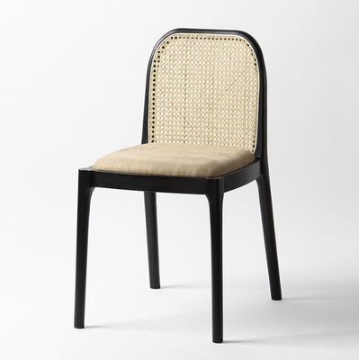 Chaise à manger en laine d'agneau / velours en rotin W47*D50*H78CM Luxe bois moderne pour les meubles de salon