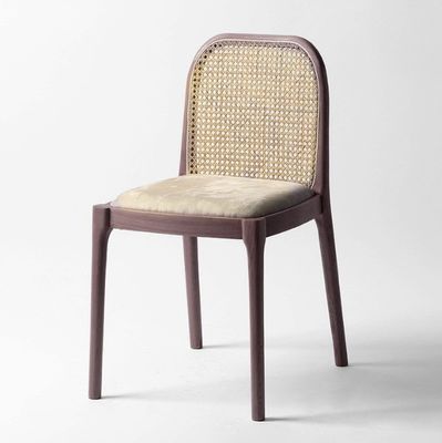 Chaise à manger en laine d'agneau / velours en rotin W47*D50*H78CM Luxe bois moderne pour les meubles de salon