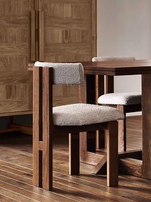 Matériau de velours vert/laine d'agneau Chaise à manger en bois massif moderne pour meubles de salon de luxe