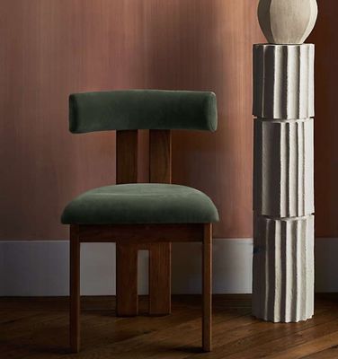 Matériau de velours vert/laine d'agneau Chaise à manger en bois massif moderne pour meubles de salon de luxe