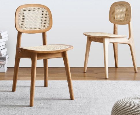 Chaise de salle à manger en rotin moderne pour les meubles de maison de luxe de l' hôtel en chêne naturel