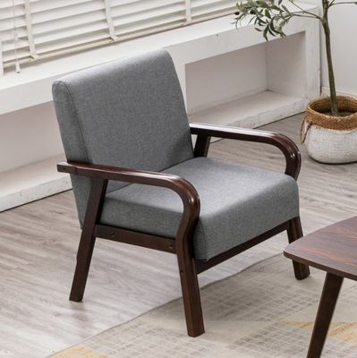 Accueil Meubles Salon Chaise à bras en bois moderne Canapé Chaise avec cuir en PU/matériau de couverture en tissu Emballage du courrier N