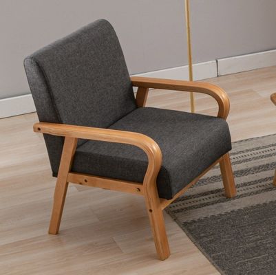Accueil Meubles Salon Chaise à bras en bois moderne Canapé Chaise avec cuir en PU/matériau de couverture en tissu Emballage du courrier N