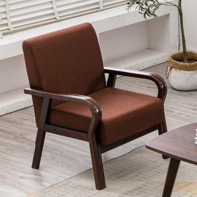 Accueil Meubles Salon Chaise à bras en bois moderne Canapé Chaise avec cuir en PU/matériau de couverture en tissu Emballage du courrier N