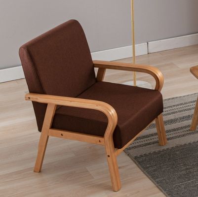 Accueil Meubles Salon Chaise à bras en bois moderne Canapé Chaise avec cuir en PU/matériau de couverture en tissu Emballage du courrier N