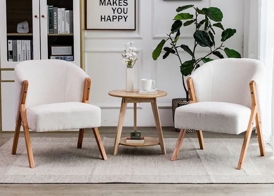Appartement Meubles de salon Chaise en bois nordique moderne avec laine d'agneau de velours et canapé en bois dans le design de l'hôtel