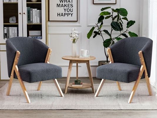 Appartement Meubles de salon Chaise en bois nordique moderne avec laine d'agneau de velours et canapé en bois dans le design de l'hôtel