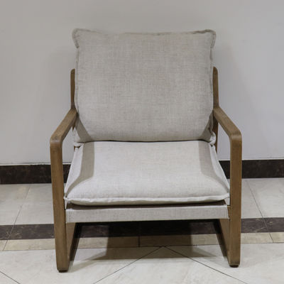 Chaise en bois massif rembourrée Chaise de salon de loisirs pour le salon W71*D91*H76cm dans cadre en bois de chêne