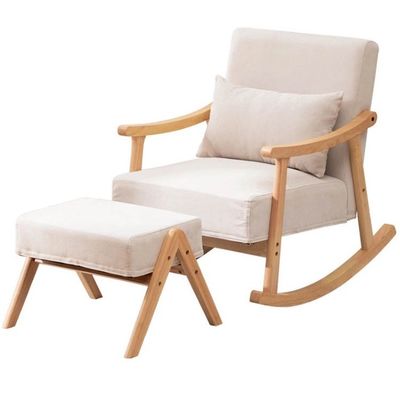 Meubles de salon élégants Chaise et tabouret à bascule en bois rembourrés pour se détendre