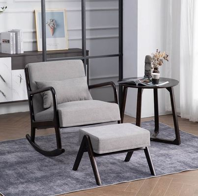 Meubles de salon élégants Chaise et tabouret à bascule en bois rembourrés pour se détendre
