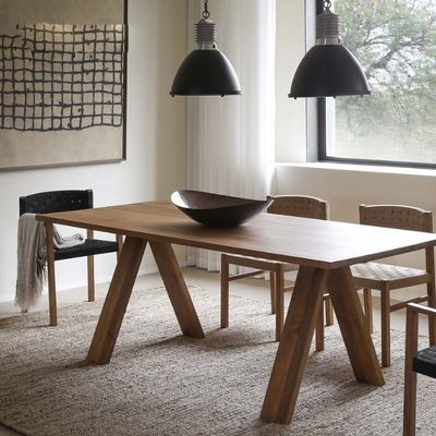 Ensemble de table à manger en bois massif moderne pour salle à manger et cuisine