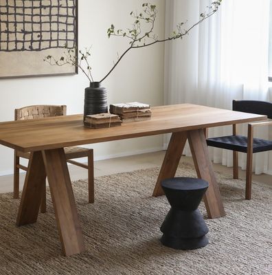 Ensemble de table à manger en bois massif moderne pour salle à manger et cuisine