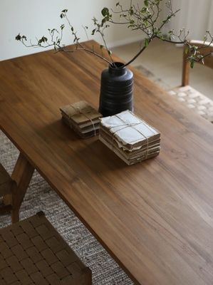 Ensemble de table à manger en bois massif moderne pour salle à manger et cuisine